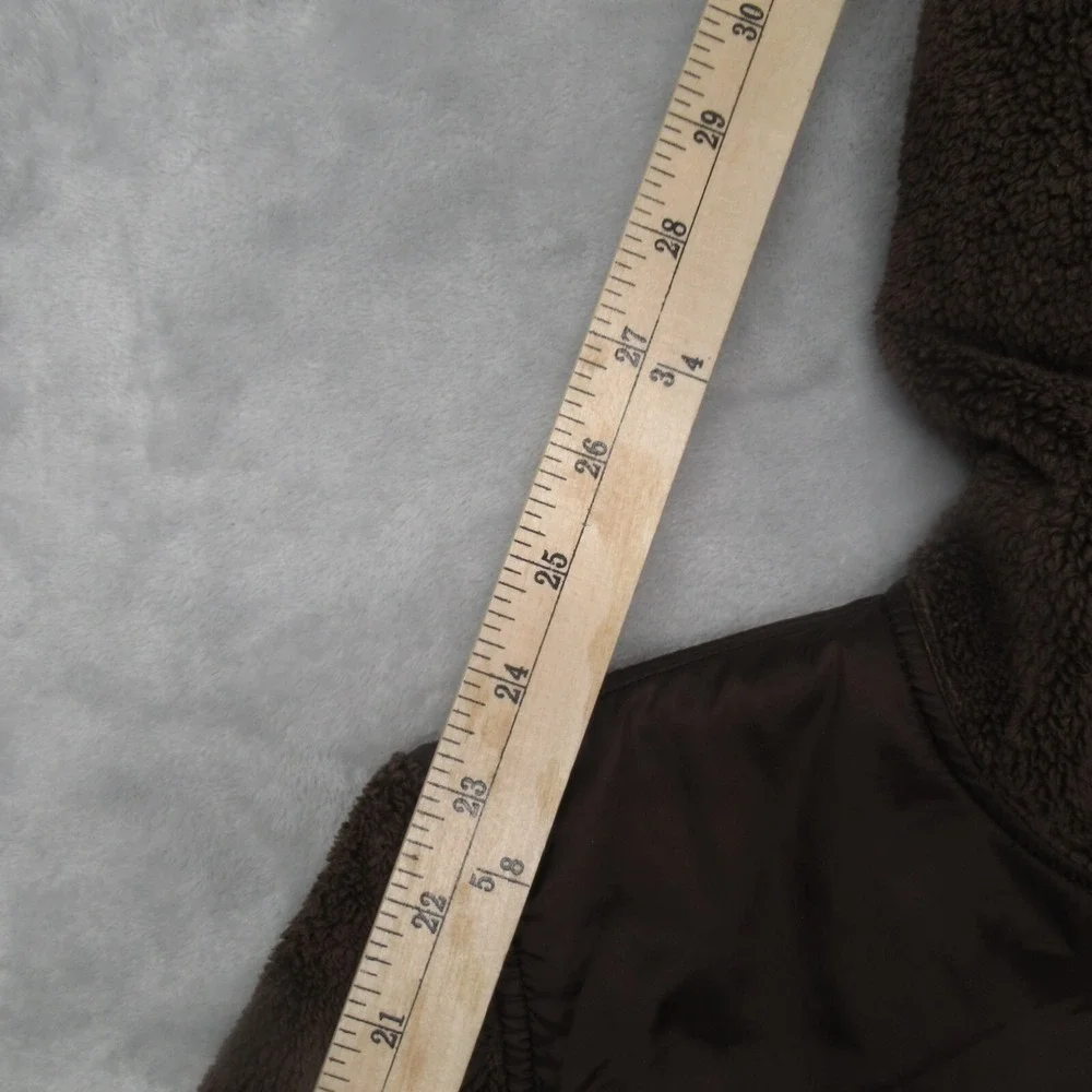 North Face Jacket Women Small Brown Hooded Pockets Sherpa Fleece SUPER SOFT